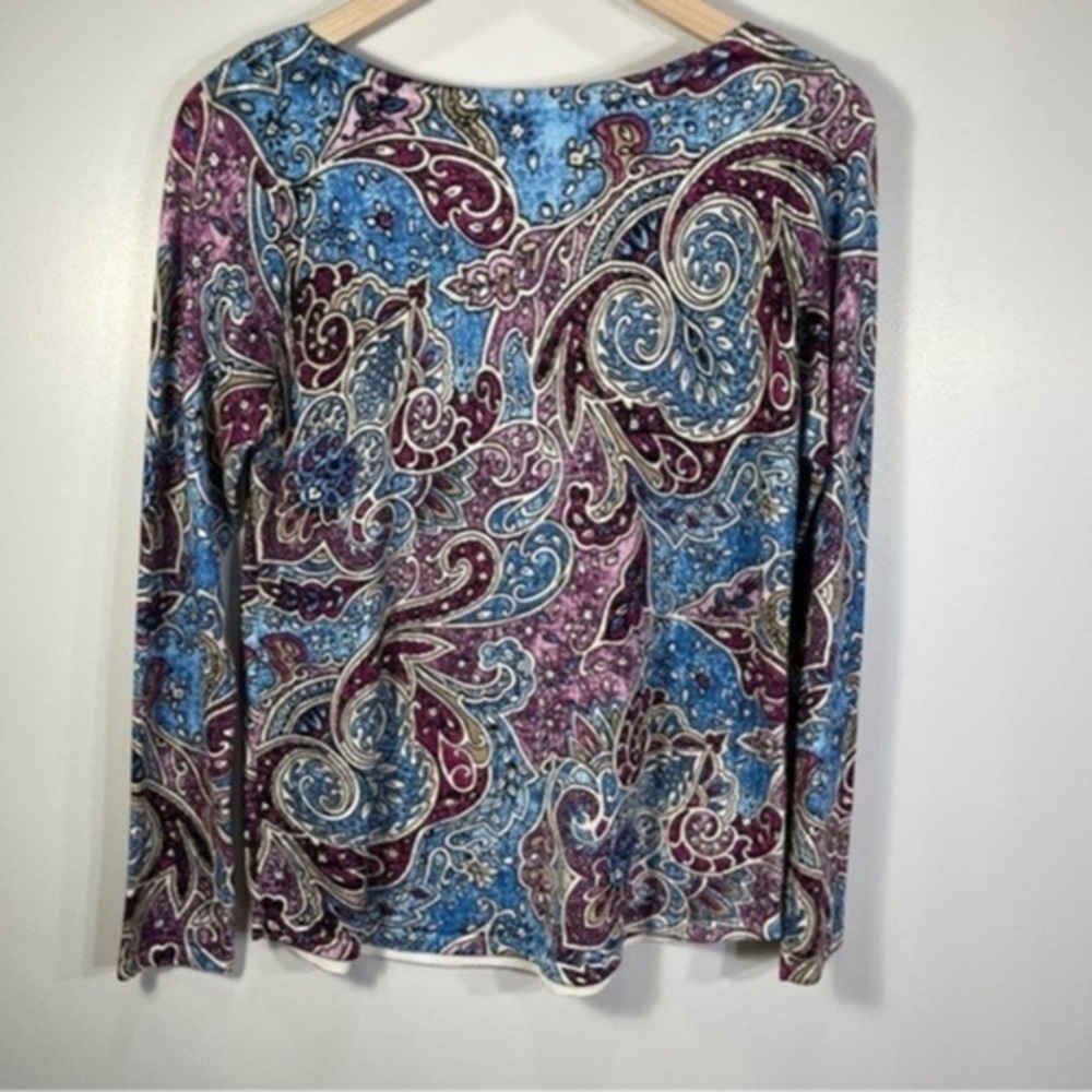 Chico’s Women Scroll Print Sweater Top Size O or S - Picture 6 of 11